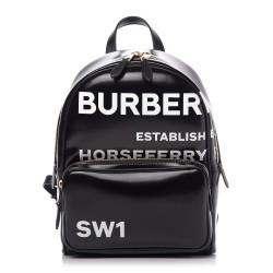BURBERRY Coated Canvas Horseferry Print Backpack Black