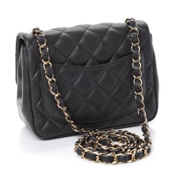 CHANEL Lambskin Quilted Mini Square Flap Dark Grey