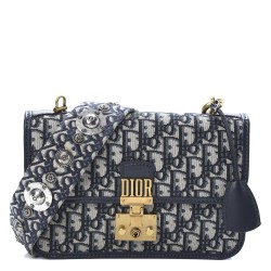 DIOR Oblique DiorAddict Flap Bag Navy Blue