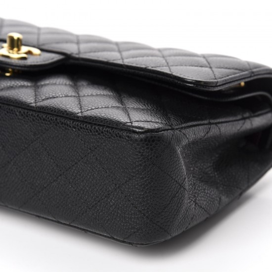 CHANEL Caviar Quilted Medium Double Flap Black