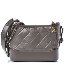 CHANEL Aged Calfskin Quilted Small Gabrielle Hobo Grey