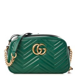 GUCCI Calfskin Matelasse Small GG Marmont Bag Emerald Green